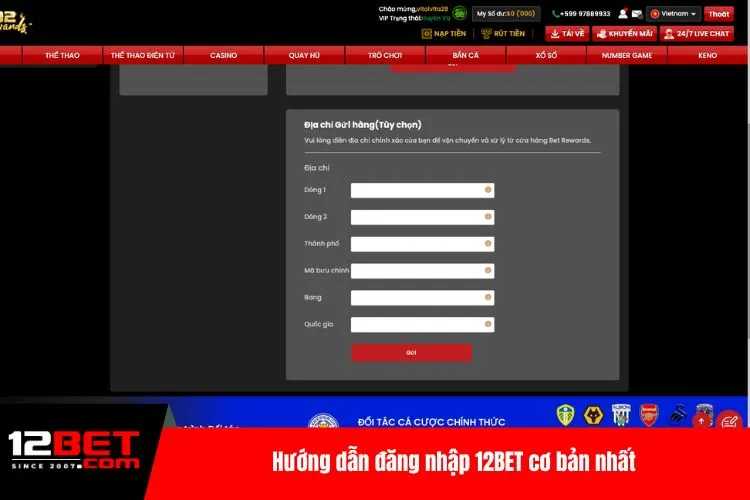 Hướng dẫn đăng nhập 12BET cơ bản nhất