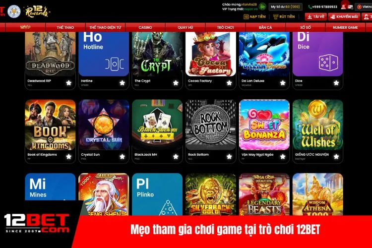 Mẹo tham gia chơi game tại trò chơi 12BET